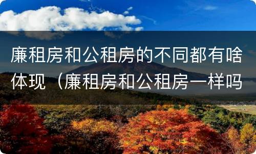廉租房和公租房的不同都有啥体现（廉租房和公租房一样吗?）