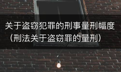 关于盗窃犯罪的刑事量刑幅度（刑法关于盗窃罪的量刑）