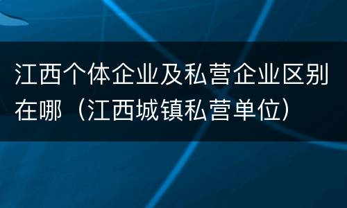 江西个体企业及私营企业区别在哪（江西城镇私营单位）