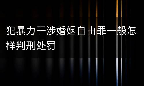 犯暴力干涉婚姻自由罪一般怎样判刑处罚