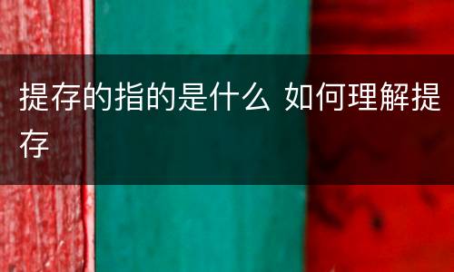 提存的指的是什么 如何理解提存