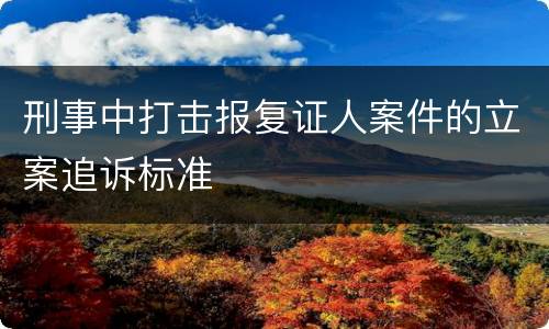 刑事中打击报复证人案件的立案追诉标准