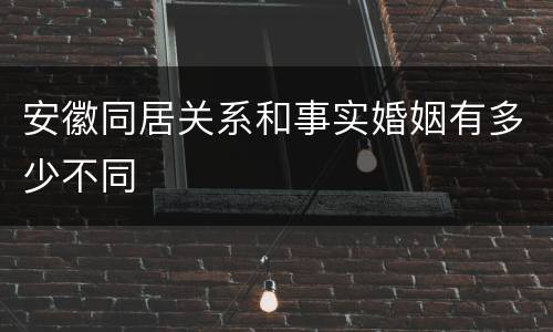 安徽同居关系和事实婚姻有多少不同