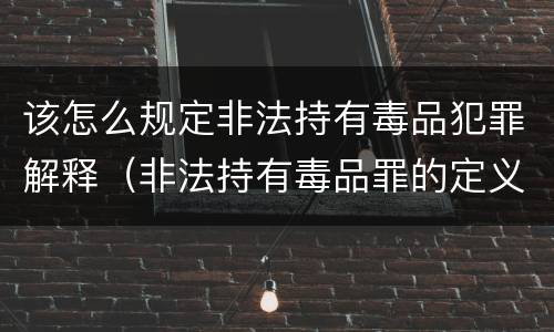 该怎么规定非法持有毒品犯罪解释（非法持有毒品罪的定义）