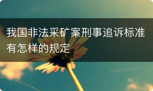 我国非法采矿案刑事追诉标准有怎样的规定