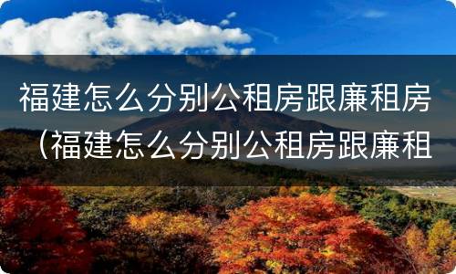 福建怎么分别公租房跟廉租房（福建怎么分别公租房跟廉租房的区别）