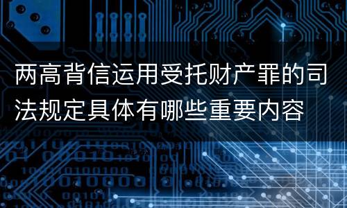 两高背信运用受托财产罪的司法规定具体有哪些重要内容