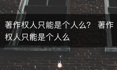 著作权人只能是个人么？ 著作权人只能是个人么