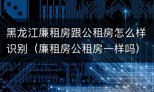 黑龙江廉租房跟公租房怎么样识别（廉租房公租房一样吗）