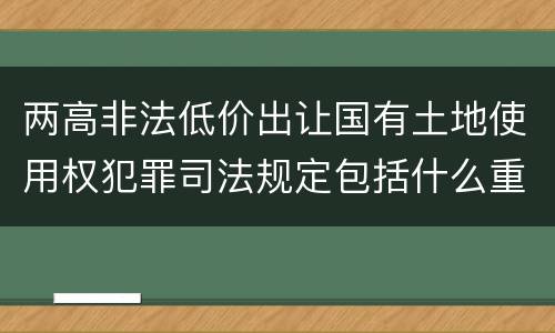 两高非法低价出让国有土地使用权犯罪司法规定包括什么重要内容
