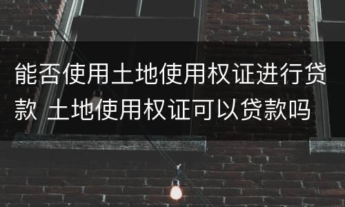 能否使用土地使用权证进行贷款 土地使用权证可以贷款吗