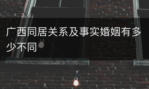 广西同居关系及事实婚姻有多少不同