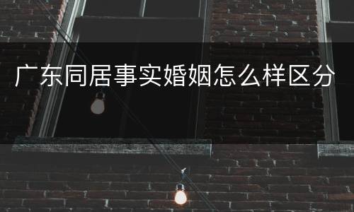 广东同居事实婚姻怎么样区分