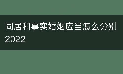 同居和事实婚姻应当怎么分别2022