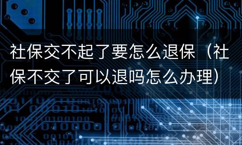 社保交不起了要怎么退保（社保不交了可以退吗怎么办理）