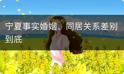 宁夏事实婚姻、同居关系差别到底