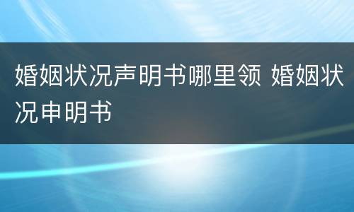 婚姻状况声明书哪里领 婚姻状况申明书
