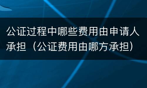 公证过程中哪些费用由申请人承担（公证费用由哪方承担）