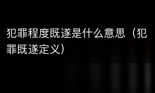 犯罪程度既遂是什么意思（犯罪既遂定义）
