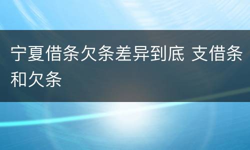 宁夏借条欠条差异到底 支借条和欠条