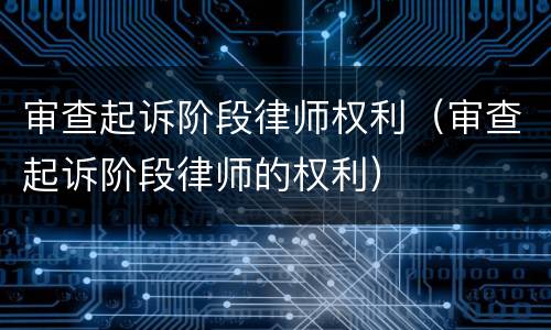 审查起诉阶段律师权利（审查起诉阶段律师的权利）