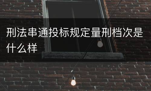 刑法串通投标规定量刑档次是什么样