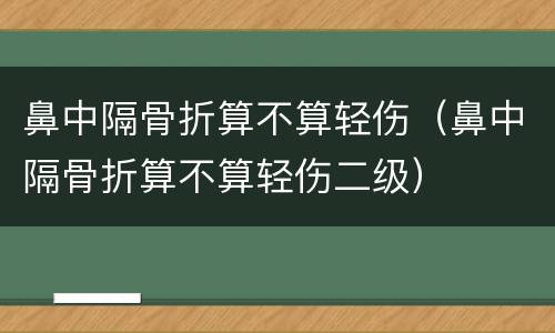 鼻中隔骨折算不算轻伤（鼻中隔骨折算不算轻伤二级）