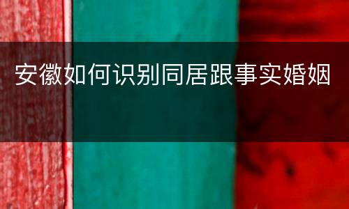 安徽如何识别同居跟事实婚姻