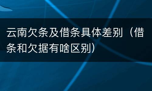 云南欠条及借条具体差别（借条和欠据有啥区别）