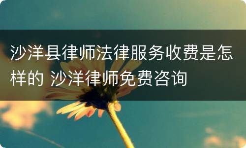 沙洋县律师法律服务收费是怎样的 沙洋律师免费咨询