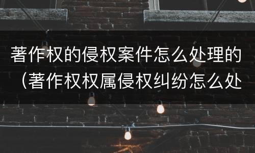 著作权的侵权案件怎么处理的（著作权权属侵权纠纷怎么处理）