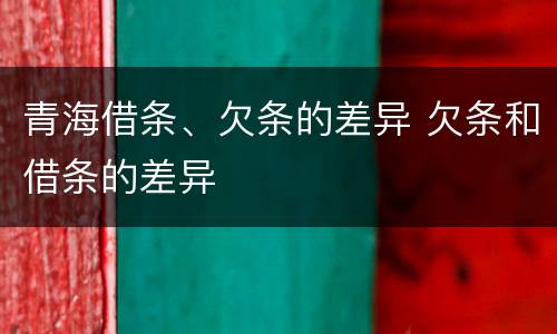 青海借条、欠条的差异 欠条和借条的差异