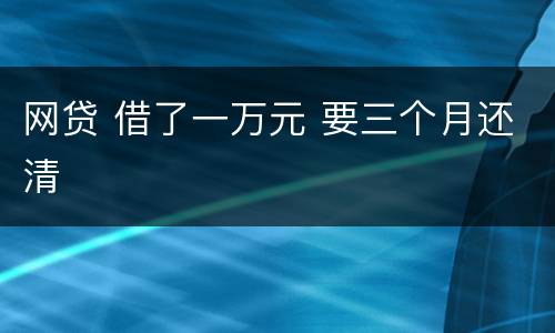 网贷 借了一万元 要三个月还清