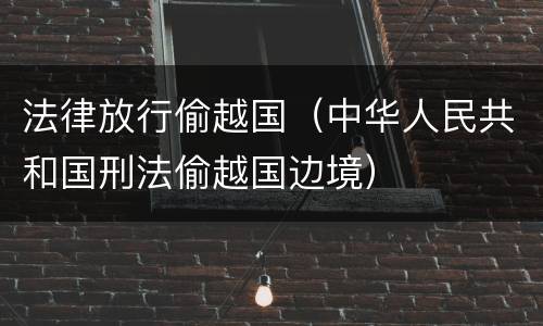 法律放行偷越国（中华人民共和国刑法偷越国边境）