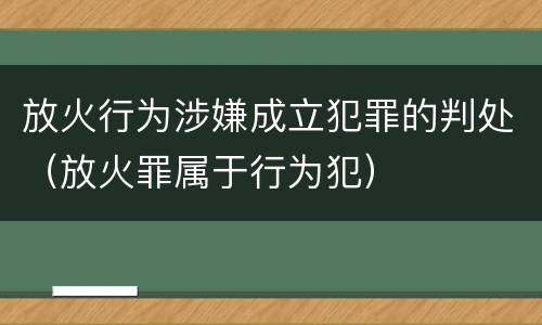 放火行为涉嫌成立犯罪的判处（放火罪属于行为犯）