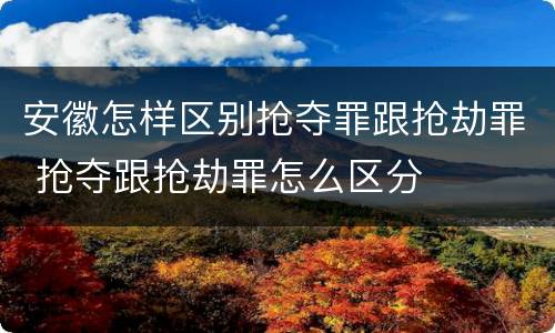安徽怎样区别抢夺罪跟抢劫罪 抢夺跟抢劫罪怎么区分