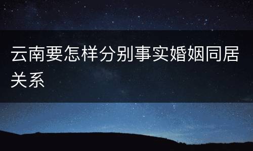 云南要怎样分别事实婚姻同居关系