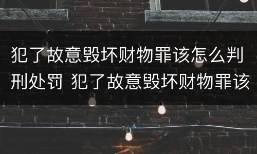 犯了故意毁坏财物罪该怎么判刑处罚 犯了故意毁坏财物罪该怎么判刑处罚案例
