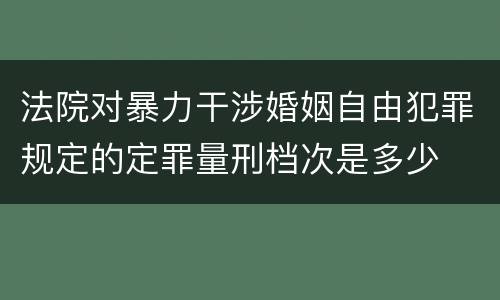 法院对暴力干涉婚姻自由犯罪规定的定罪量刑档次是多少