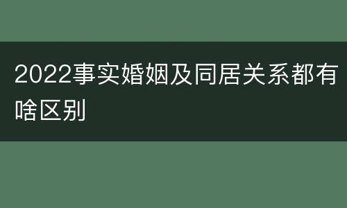 2022事实婚姻及同居关系都有啥区别