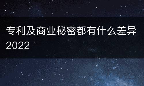 专利及商业秘密都有什么差异2022