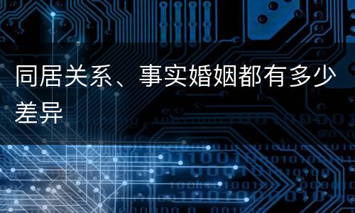 同居关系、事实婚姻都有多少差异