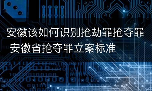 安徽该如何识别抢劫罪抢夺罪 安徽省抢夺罪立案标准