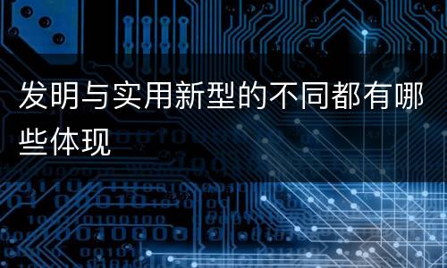 发明与实用新型的不同都有哪些体现