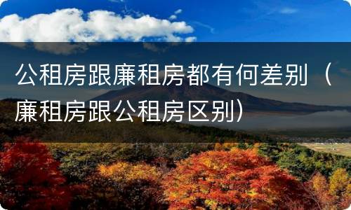 公租房跟廉租房都有何差别（廉租房跟公租房区别）