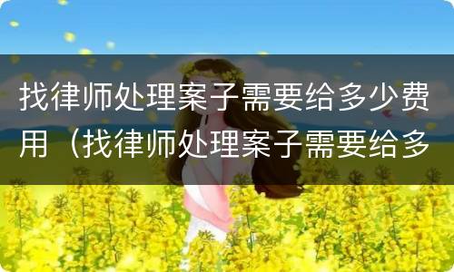 找律师处理案子需要给多少费用（找律师处理案子需要给多少费用呢）