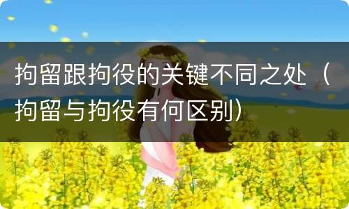 拘留跟拘役的关键不同之处（拘留与拘役有何区别）