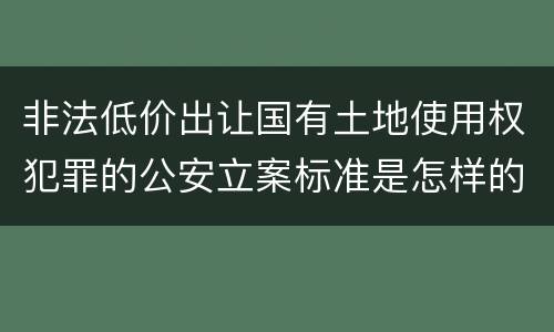 非法低价出让国有土地使用权犯罪的公安立案标准是怎样的