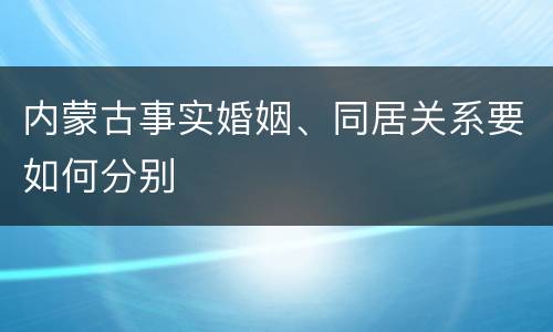 内蒙古事实婚姻、同居关系要如何分别