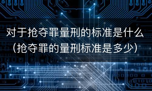 对于抢夺罪量刑的标准是什么（抢夺罪的量刑标准是多少）
